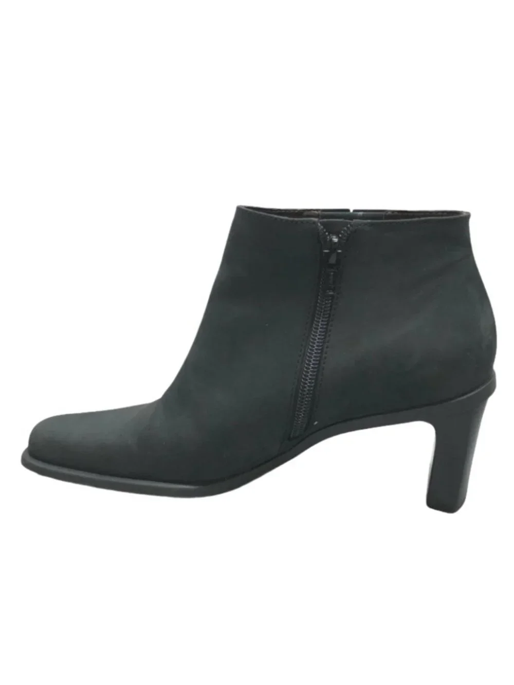 Etienne Aigner Suede Ankle Boots Saddle Womens 7M Nubuck Black Leather Zipper Bo
